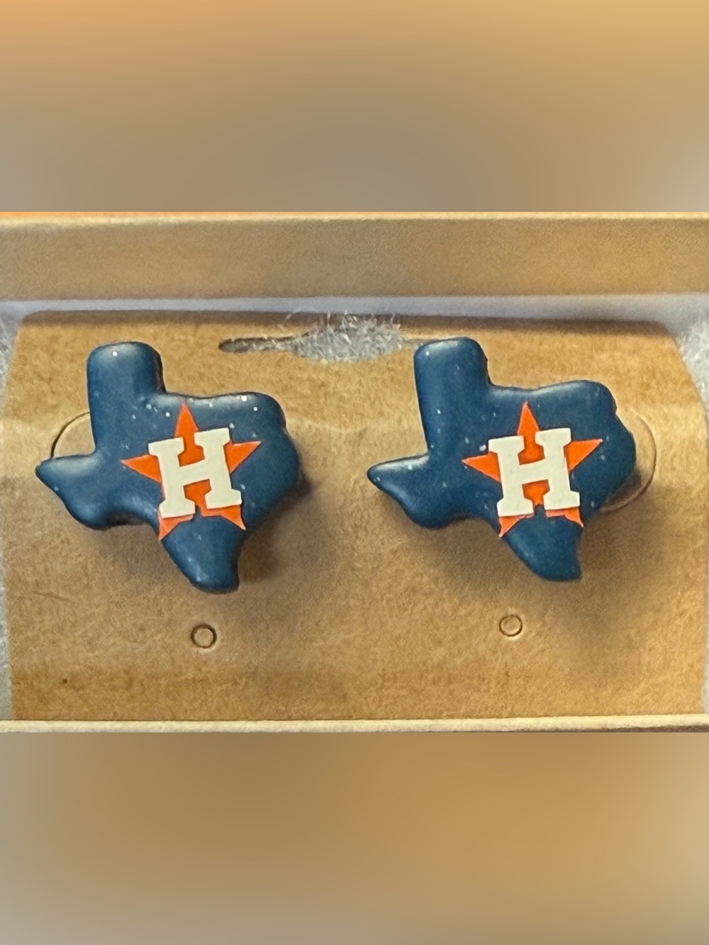 Houston Astros Texas-Shaped ‘H' Star Stud Polymer Clay Earrings